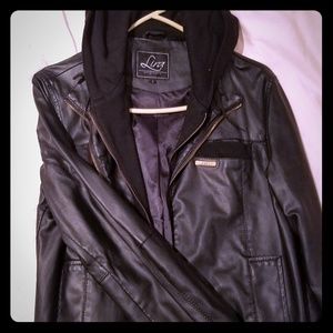Pleather Hooded Jacket
